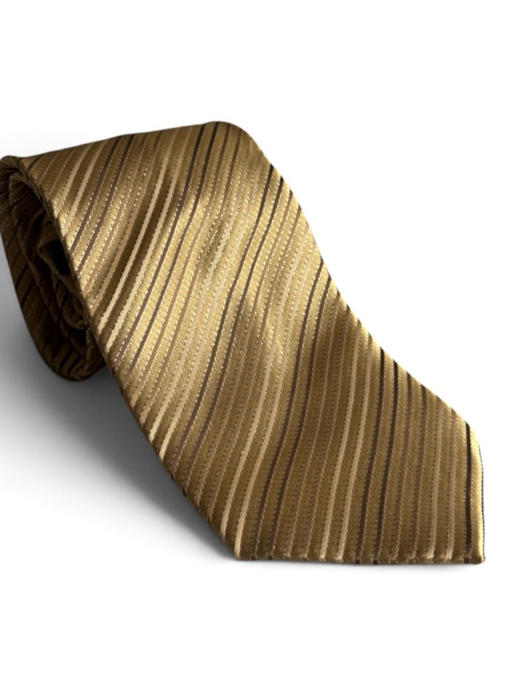 Riccardi Necktie Gold Metallic Stripe Glam Microfiber Designer Tie Made In Italy